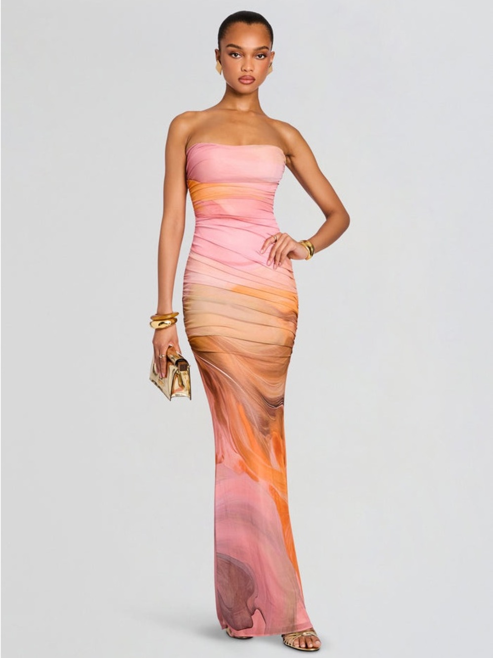 NWT Retrofete Isadore Maxi Long Dress Contour Brushstrokes Size Small - Picture 2 of 10